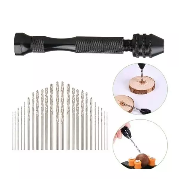 YADAV Precision Pin Vise Hand Drill with 25 Pcs Micro Twist Drill Bit Set 0.5–3.0 mm for PCB, Metal, Wood, Jewelry & Plastic