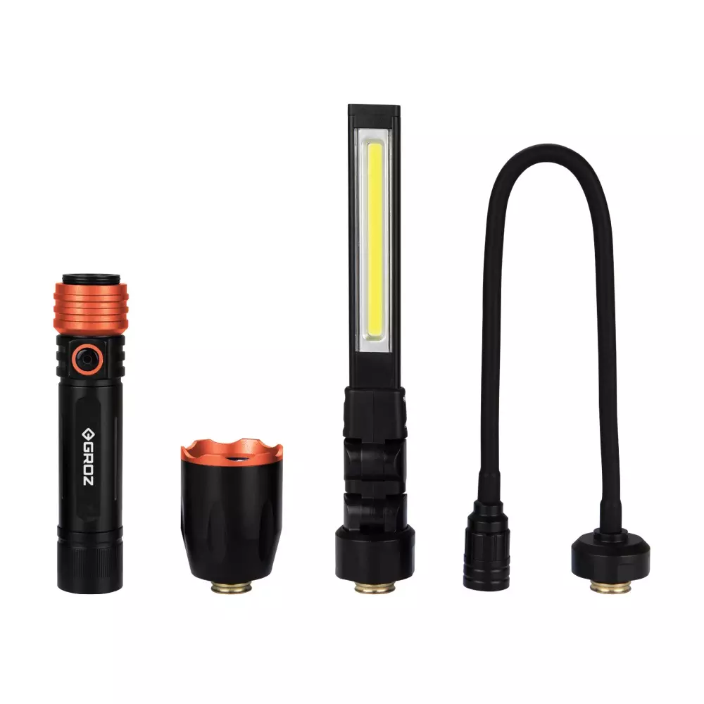 Groz Quick Connect 3-in-1 Quick Connect Worklight Kit 700 Lumen 3.7 V, 4000 mAh Black & Orange, LED/187