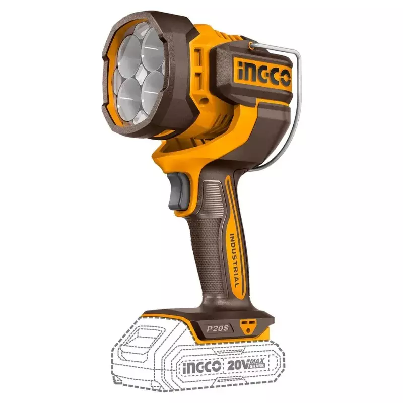 Ingco Cordless LED Work Lamp 22.5 W LED Power Dissipaion and 20 V Lithium Ion Battery