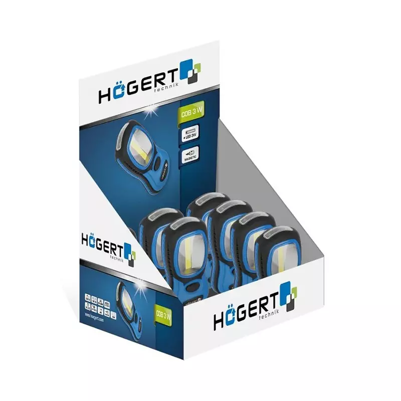 Hogert Technik 3 W Working Light Torch COB Range 18 m and High Grade Anti Slip ABS Plastic Body, HT1E402 (Without Battery)