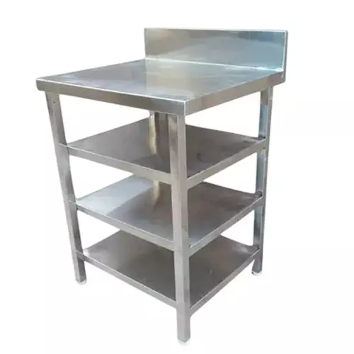 Vinayak Machines Table with 4 Shelf and 4 Inch (10.16 cm) Backsplash 24x24x34 Inch Size Stainless Steel