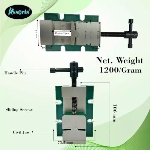 Assorts Small Vertical Slide 44 mm Jaw Width 30 mm jaw Opening
