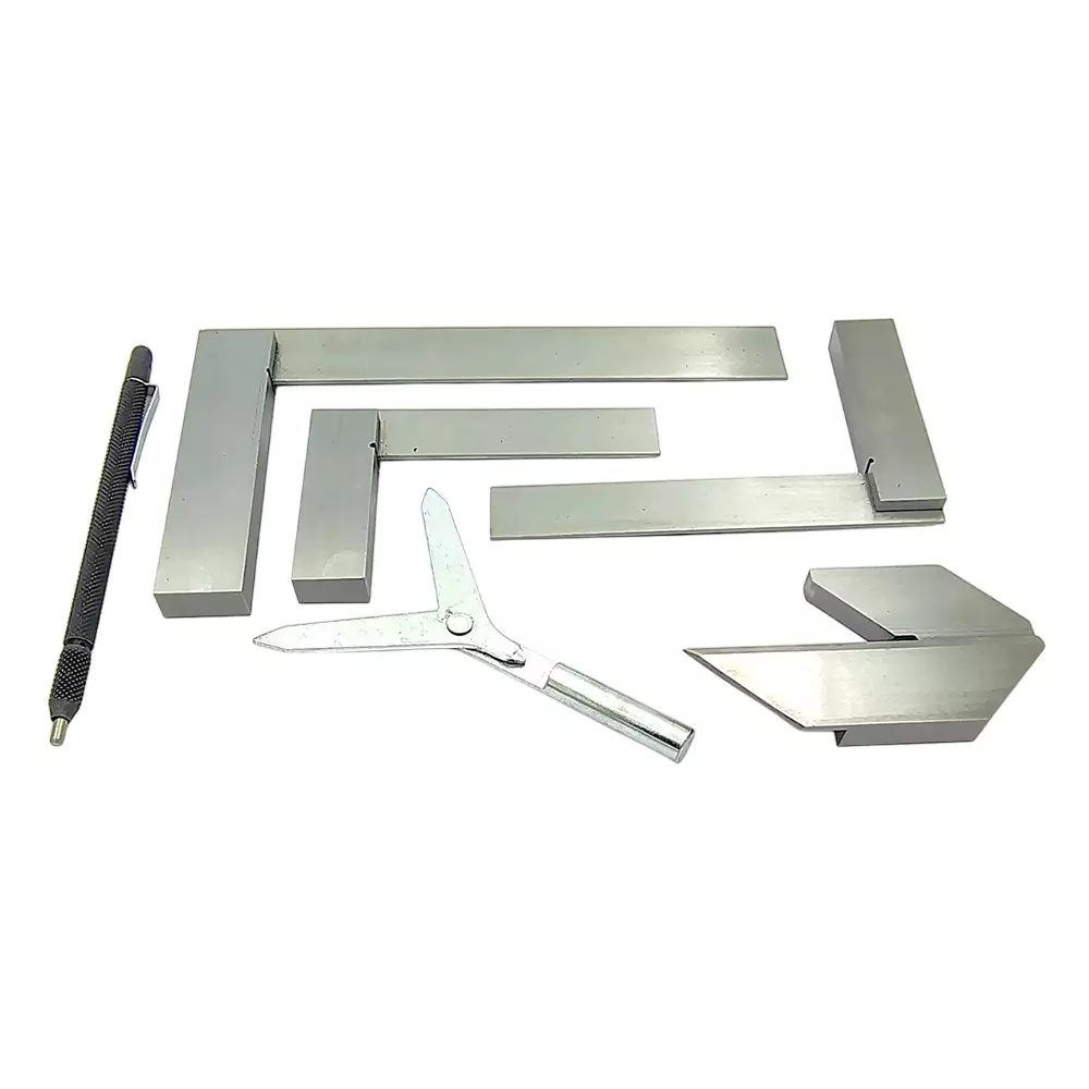 Buyohlic International New Starter Engineer Kit (Try Squares, Center Squares, Carbide Scriber Pen & Y Center Finder) with Plastic Case
