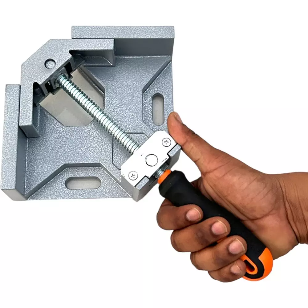 Catson Corner Clamp / Right Angle Clamp 90° Aluminum Alloy & TRP Rubber Handle Silver 70 mm (2.76 inch) Jaw Opening