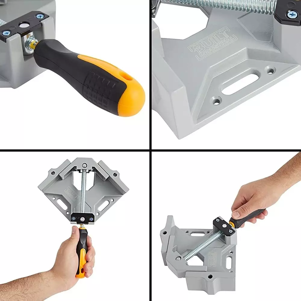 Catson Corner Clamp / Right Angle Clamp 90° Aluminum Alloy & TRP Rubber Handle Silver 70 mm (2.76 inch) Jaw Opening