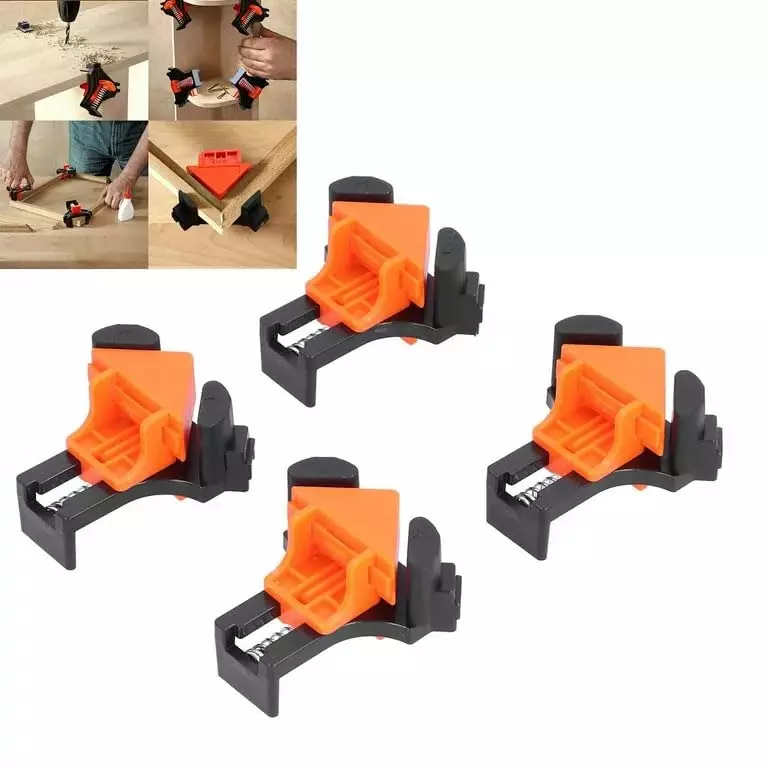 GENERIC Corner Clamp Adjustable 90° Right Angle Single Handle Spring Loaded Woodworking Clip Tool (Pack of 4)