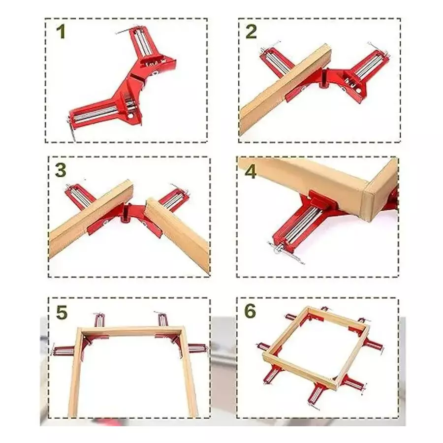 Archoice Corner Clamp 90° Multifunction Right Angle Clip Square 7.5 cm Clamping Capacity, Red (Set of 2 Pcs)