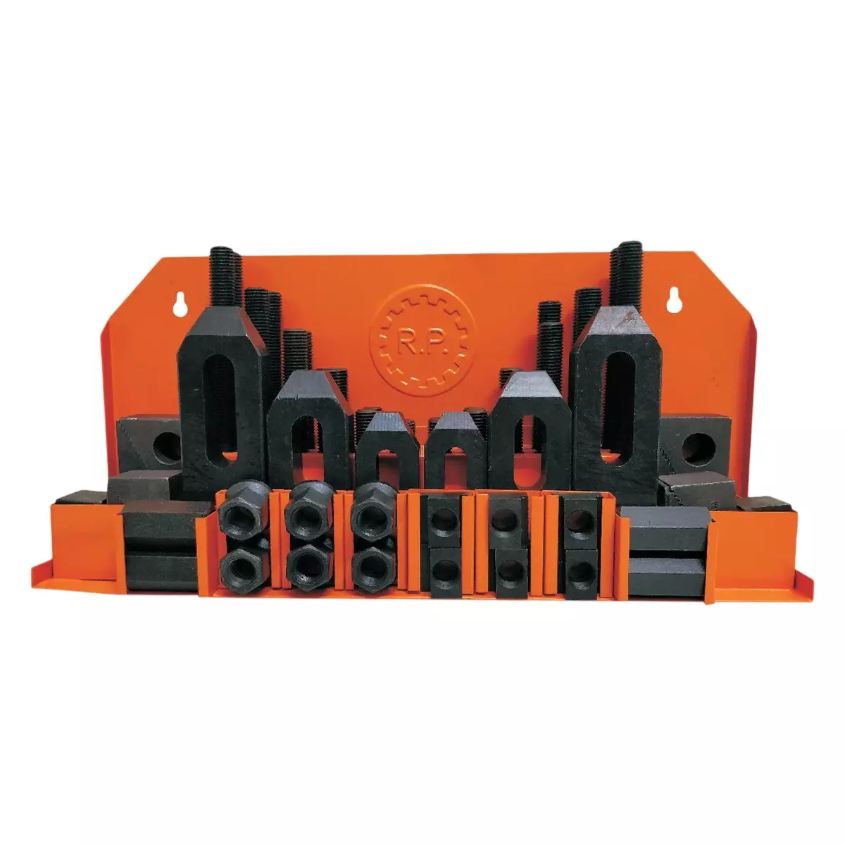 RP Steel Craft 58 Pcs Clamping Kit Hardened & Tempered Black Finish With Powder Coated Metallic Rack, RCK-58-1816