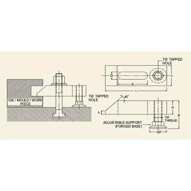 rp-steel-craft-tapped-end-clamp-with-adjustable-support-black-finish-160-mm-length-suitable-for-bolt-size-m-20-rtec-20