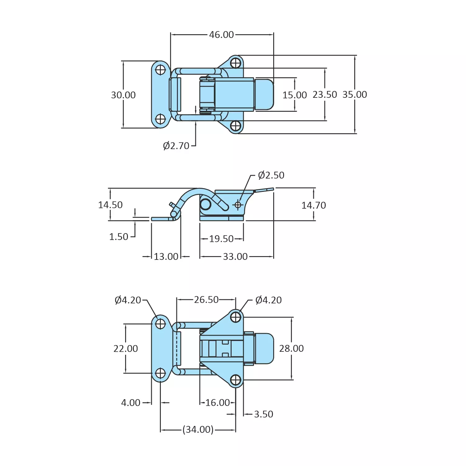 STEEL-SMITH Light Duty Non-Adjustable Latch, PAH-CT-10103