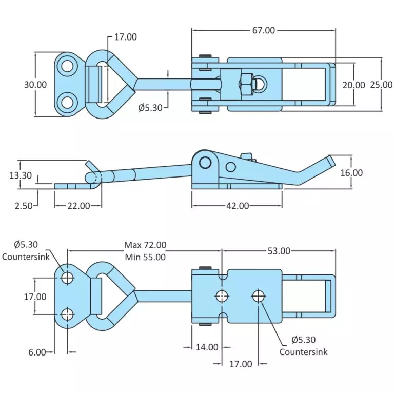 STEEL-SMITH Latch Clamp Capacity 90 Kg PAH-CT-0222