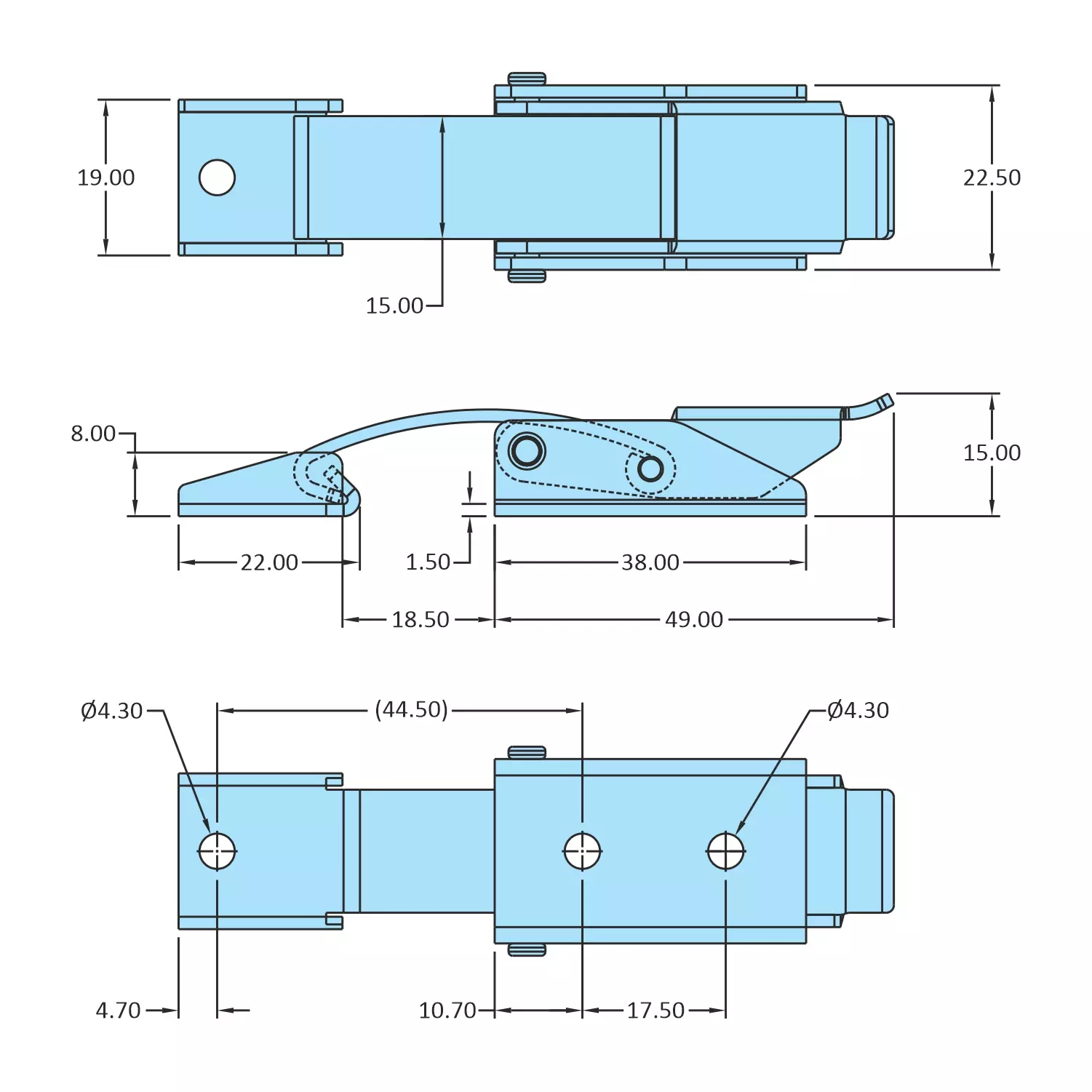 STEEL-SMITH Medium Duty Non-Adjustable Claw Latch, PAH-97-50-114
