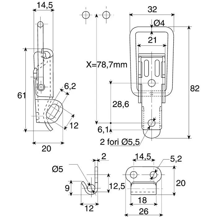 Savigny Stainless Steel Toggle Latch 82x32x20 mm, 40024 IB (Pack of 2)