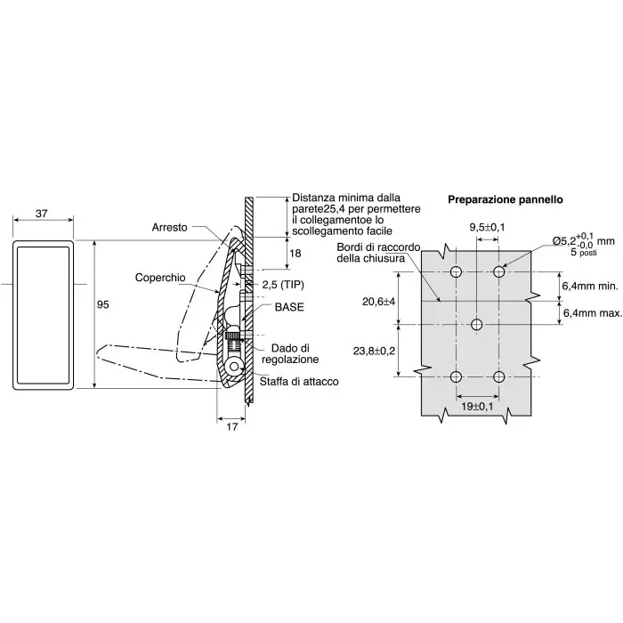 Southco Toggle Latch 95x37x17 mm, E8-10-502-20
