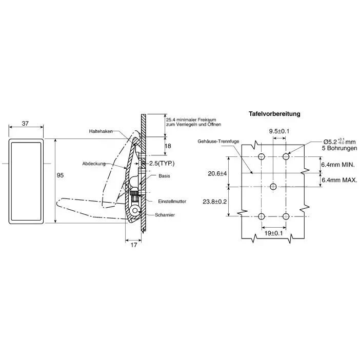 Southco Toggle Latch 95x37x17 mm, E8-10-502-20