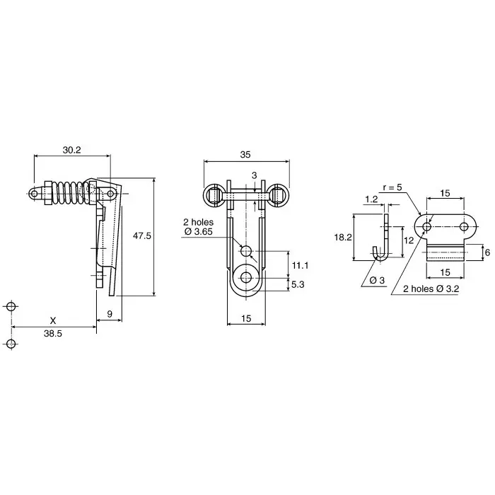 Savigny Stainless Steel Spring Loaded Toggle Latch 47.5x35x9 mm, 40015 IB (Pack of 2)
