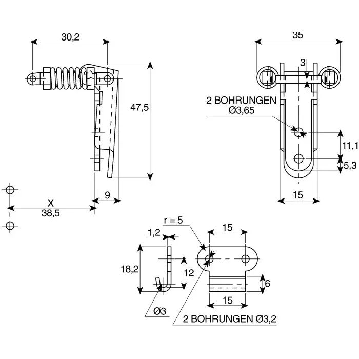 Savigny Stainless Steel Spring Loaded Toggle Latch 47.5x35x9 mm, 40015 IB (Pack of 2)