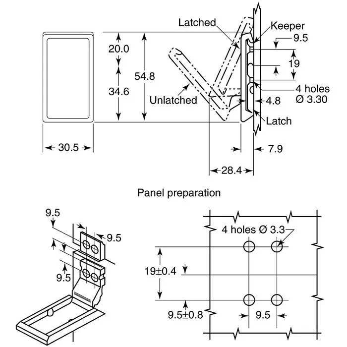 Southco PP Toggle Latch 54.8x30.5x28.4 mm, 07-10-201-12 (Pack of 10)