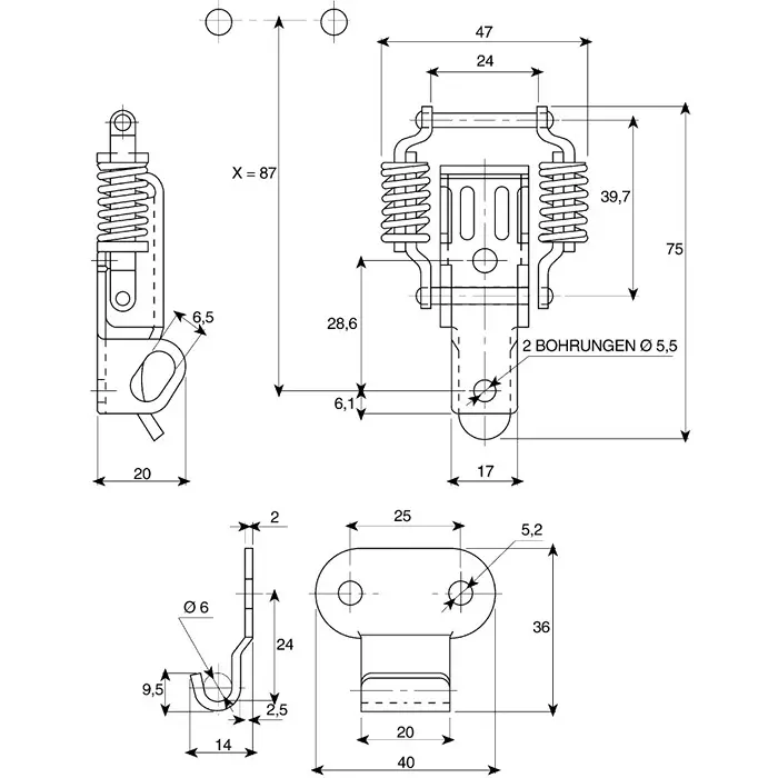 Savigny Stainless Steel Spring Loaded Toggle Latch 75x47x20 mm, 40022 IB (Pack of 2)