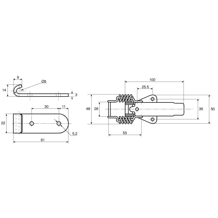 Savigny Stainless Steel Spring Loaded Toggle Latch 185x50x18 mm, 42003 IB (Pack of 2)