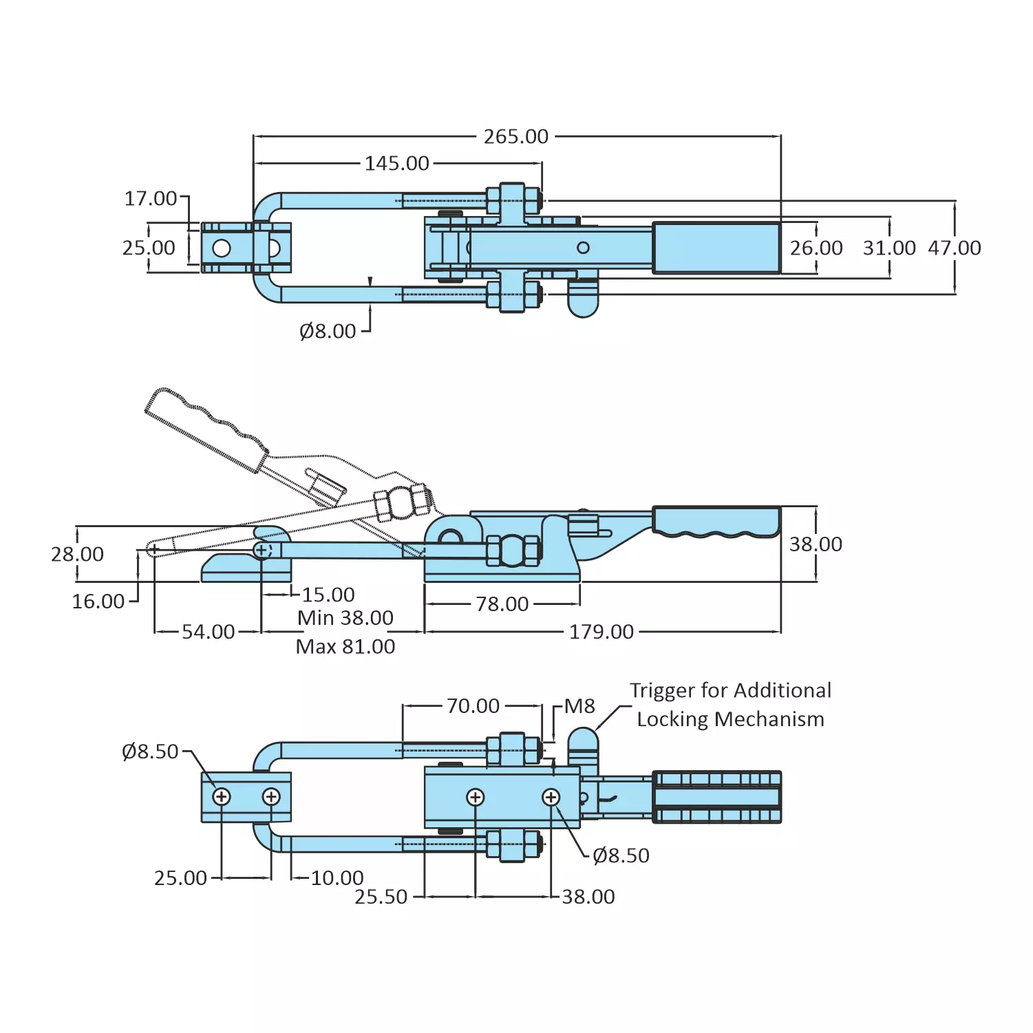 STEEL-SMITH Pull Action Clamps With Additional Locking Mechanism, PAH-46-4000-TRIG