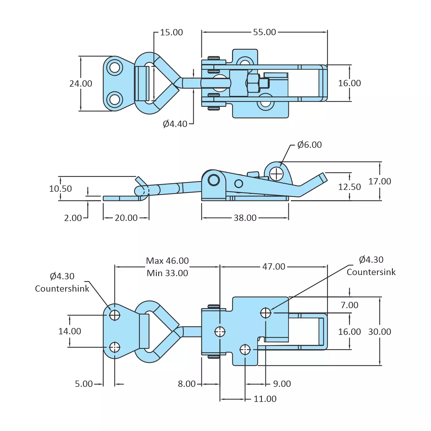 STEEL-SMITH Medium Duty Adjustable Latch Padlockable, PAH-CS-0210-SS