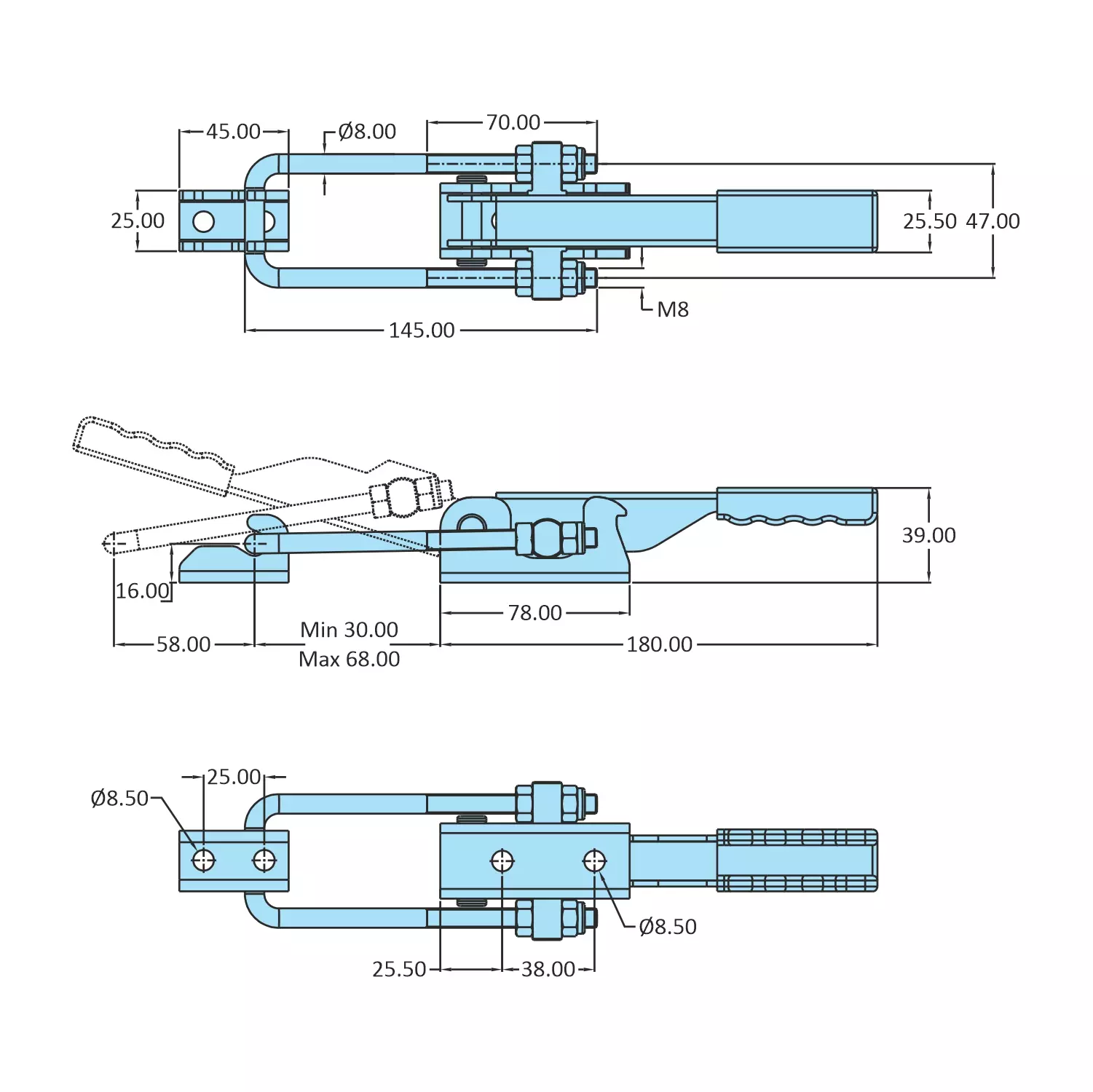 STEEL-SMITH Pull Action Clamps, PAH-45-4000