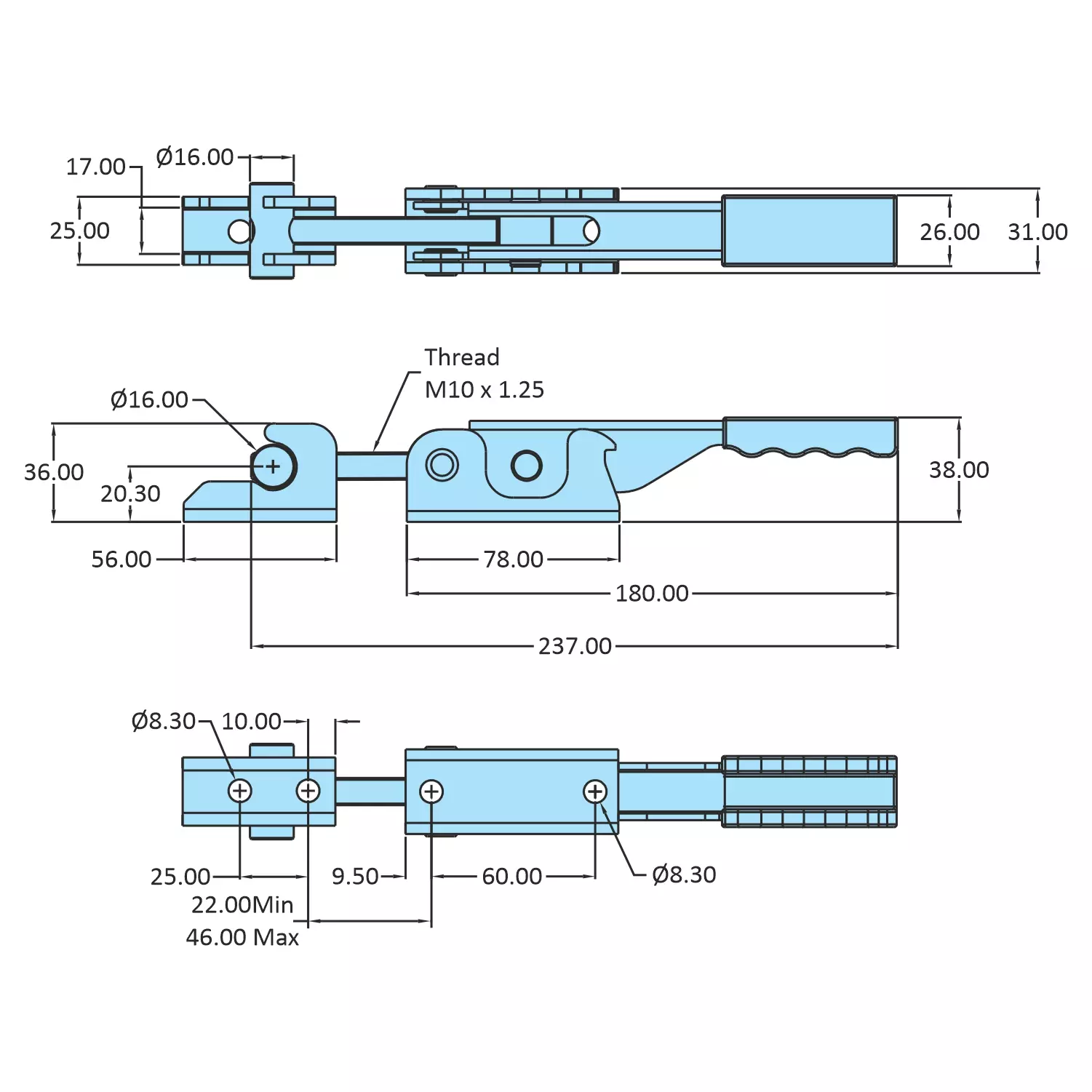 STEEL-SMITH Heavy Duty Adjustable Latch, PAH-43-4000