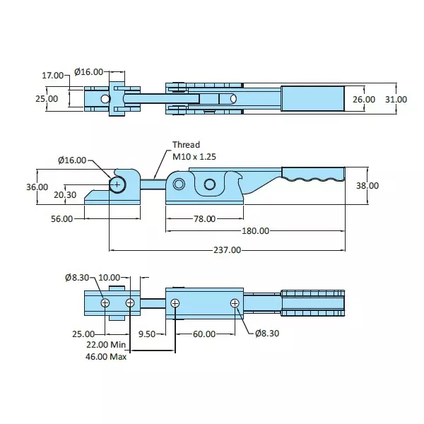STEEL-SMITH Heavy Duty Adjustable Latch with Additional Locking Mechanism, PAH-44-4000-TRIG