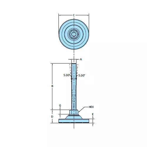 STEEL-SMITH Anti-Skid Leveling Pad Non-Swivel Dia M12 x 80 Length, SLPM-SM-60-1280-RP-SS