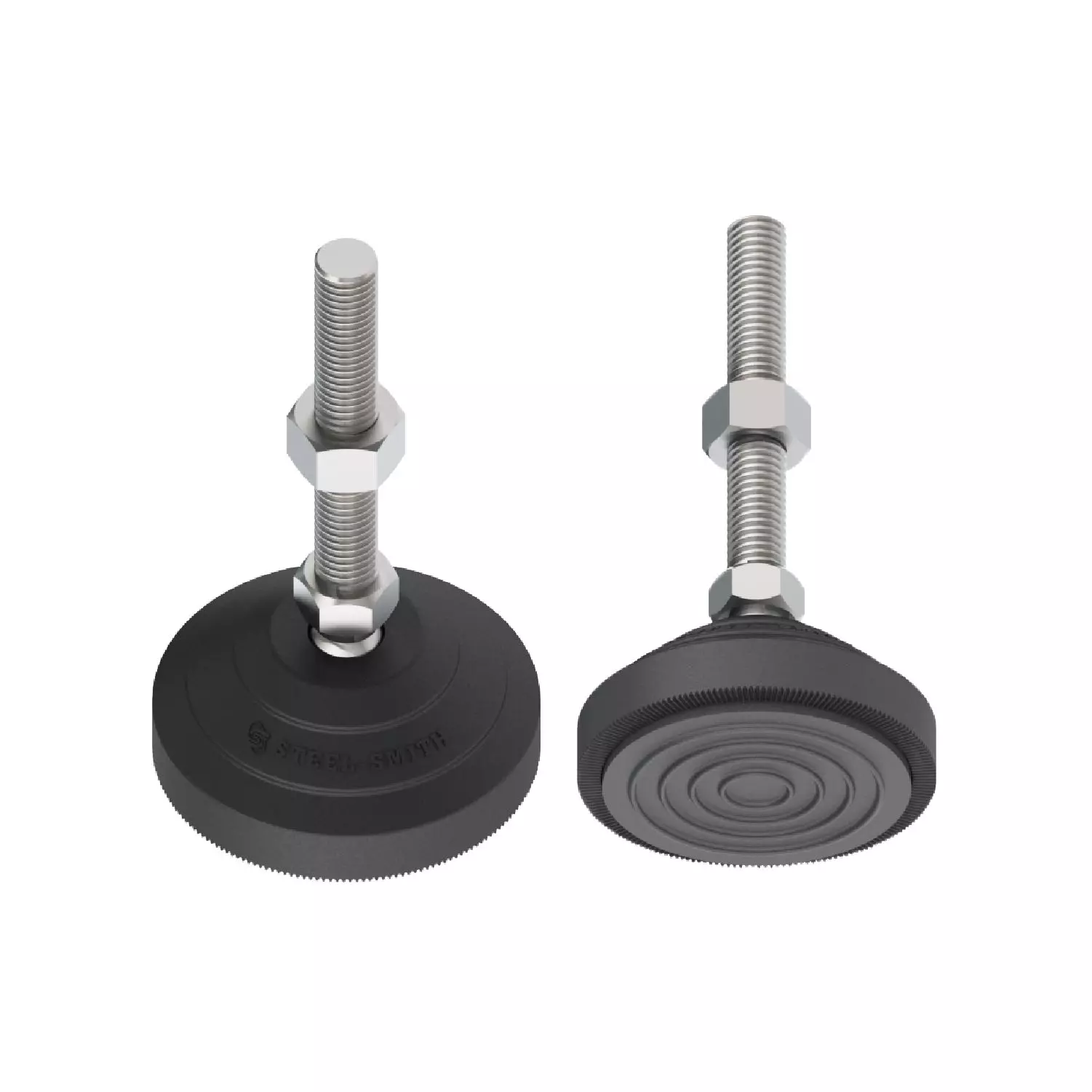 STEEL-SMITH Technopolymer Plastic Base Leveling Pad Anti-skid Dia M10x120 Length, TPLP-10-120-80-SS