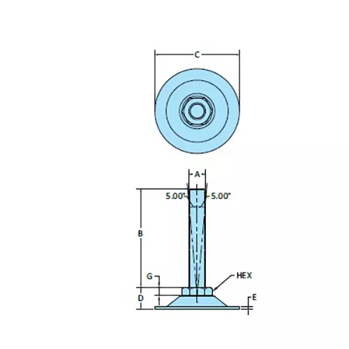 STEEL-SMITH Swivel Leveling Pad Dia M12 x 70 Length, SLPM-SM-60-LD-1270