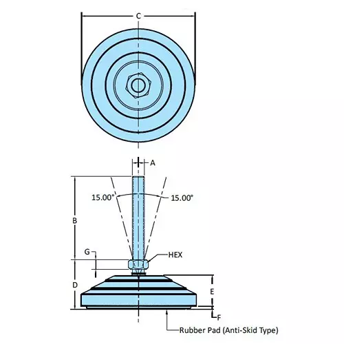 STEEL-SMITH Leveling Pads 12 kN Load Capacity, 100 mm Base, Electro Polished, TPLP-12-180-100-SS