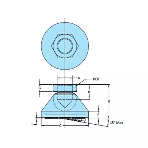 STEEL-SMITH Anti-Skid Leveling Pad Dia M24 x 19 Length, SLPF-2460-RP