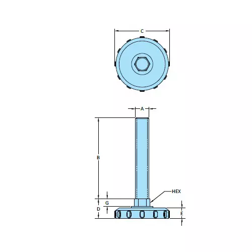 STEEL-SMITH Fixed Leveling Pad Dia M12 x 75 Length, LPF-1275-50-SS