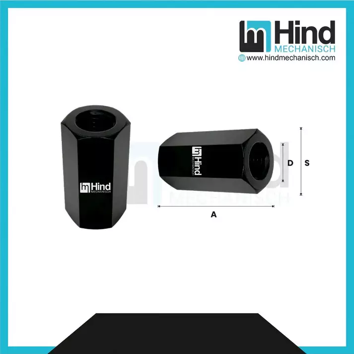 HINDMECHANISCH M16 Carbon Steel Extension Nut, HM-EN16 (Pack of 10)