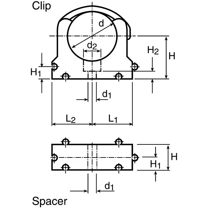 Georg Pipe Clamp Fischer PP Black 0.87inx2.92inx2.01in 0.28in, 167061040 (Pack of 2)