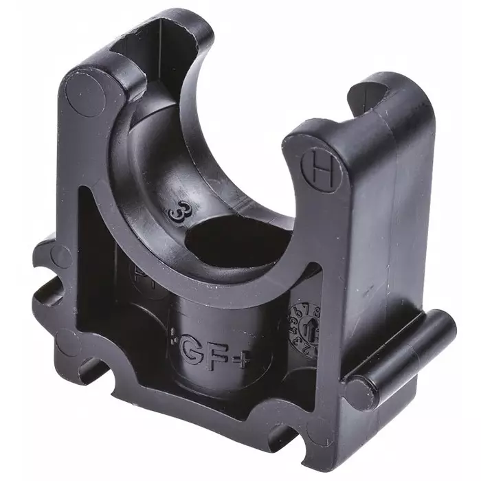 Georg Pipe Clamp Fischer PP Black 0.63inx1.42inx1.06in 0.24in, 167061036 (Pack of 5)