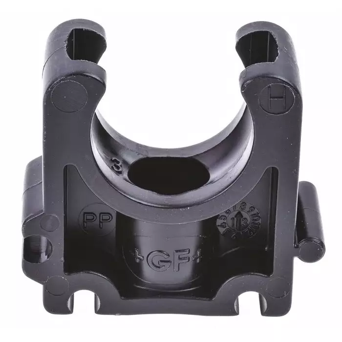 Georg Pipe Clamp Fischer PP Black 0.63inx1.42inx1.06in 0.24in, 167061036 (Pack of 5)