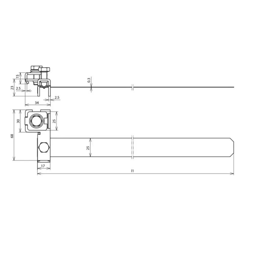 DEHN Antenna Pipe Clamp Stainless Steel 16-168 mm (3/8-6 inch) Clamping Range, BRS 16.168 AK1X10 2X6.8 V2A