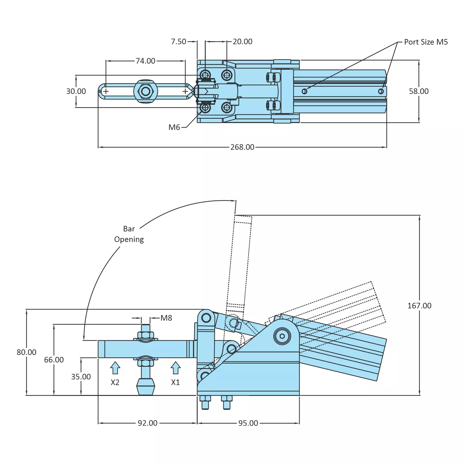 STEEL-SMITH Hold Down Action, AOT-3586-UB