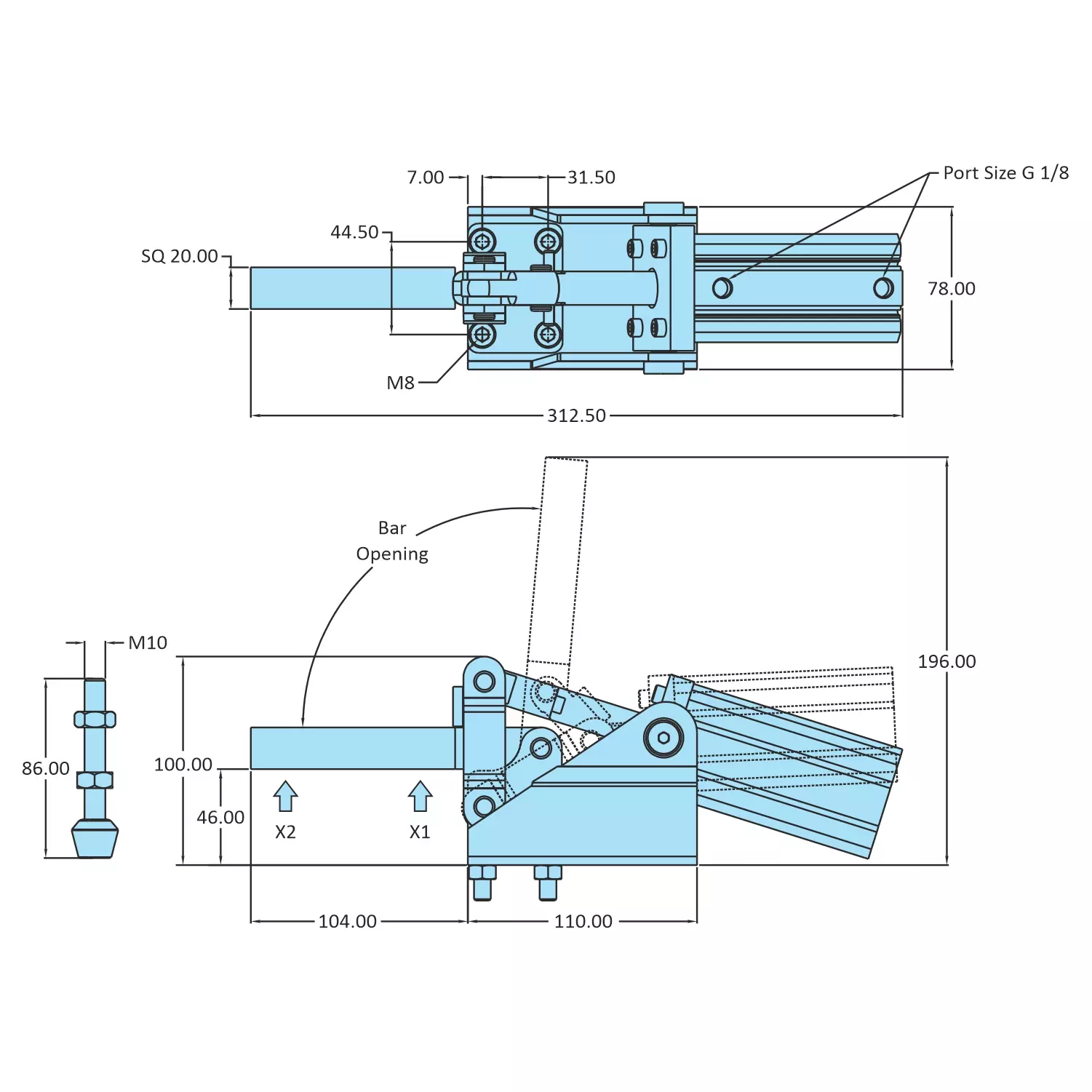 STEEL-SMITH Hold Down Action, AOT-4690-SB