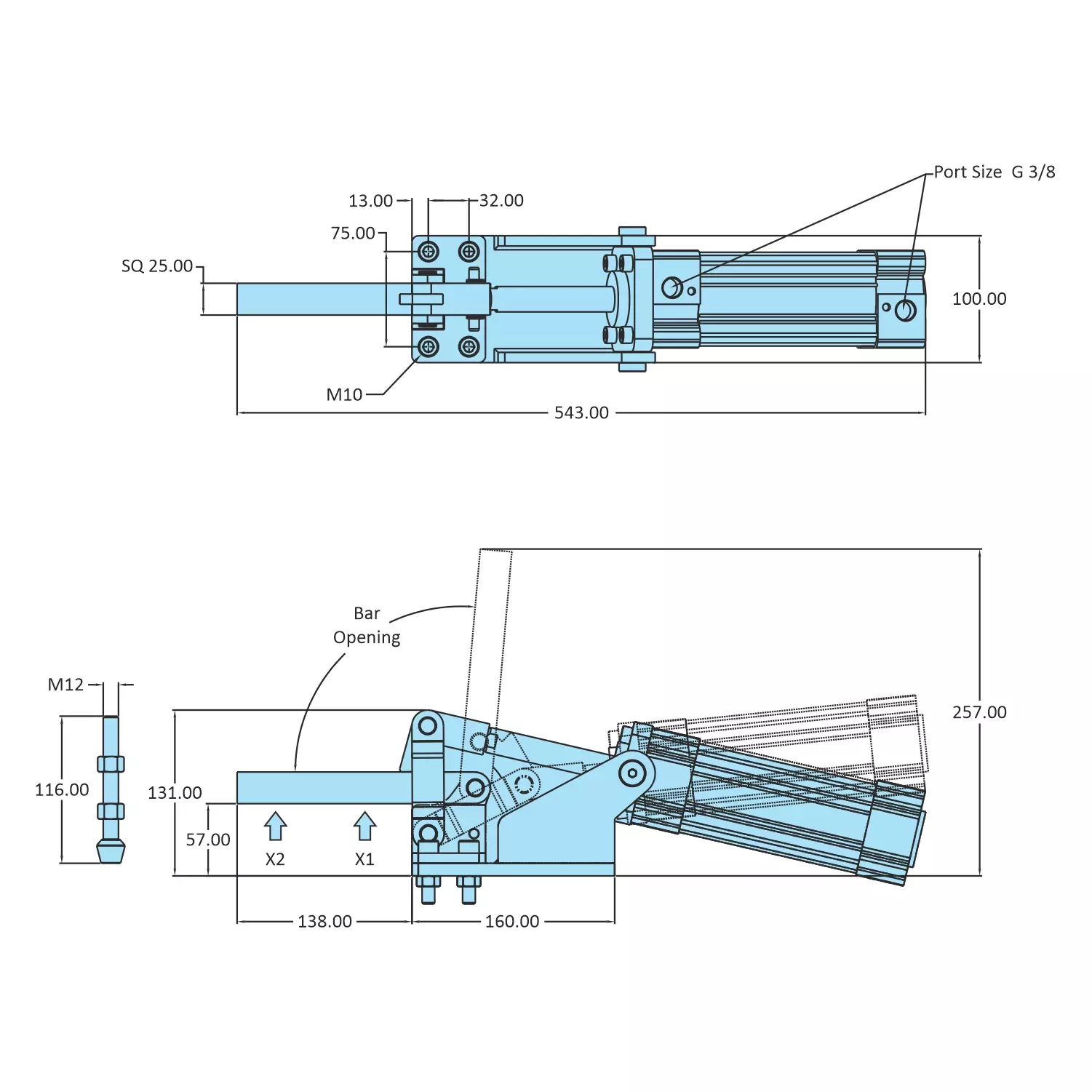 STEEL-SMITH Hold Down Action, AOT-57124-SB