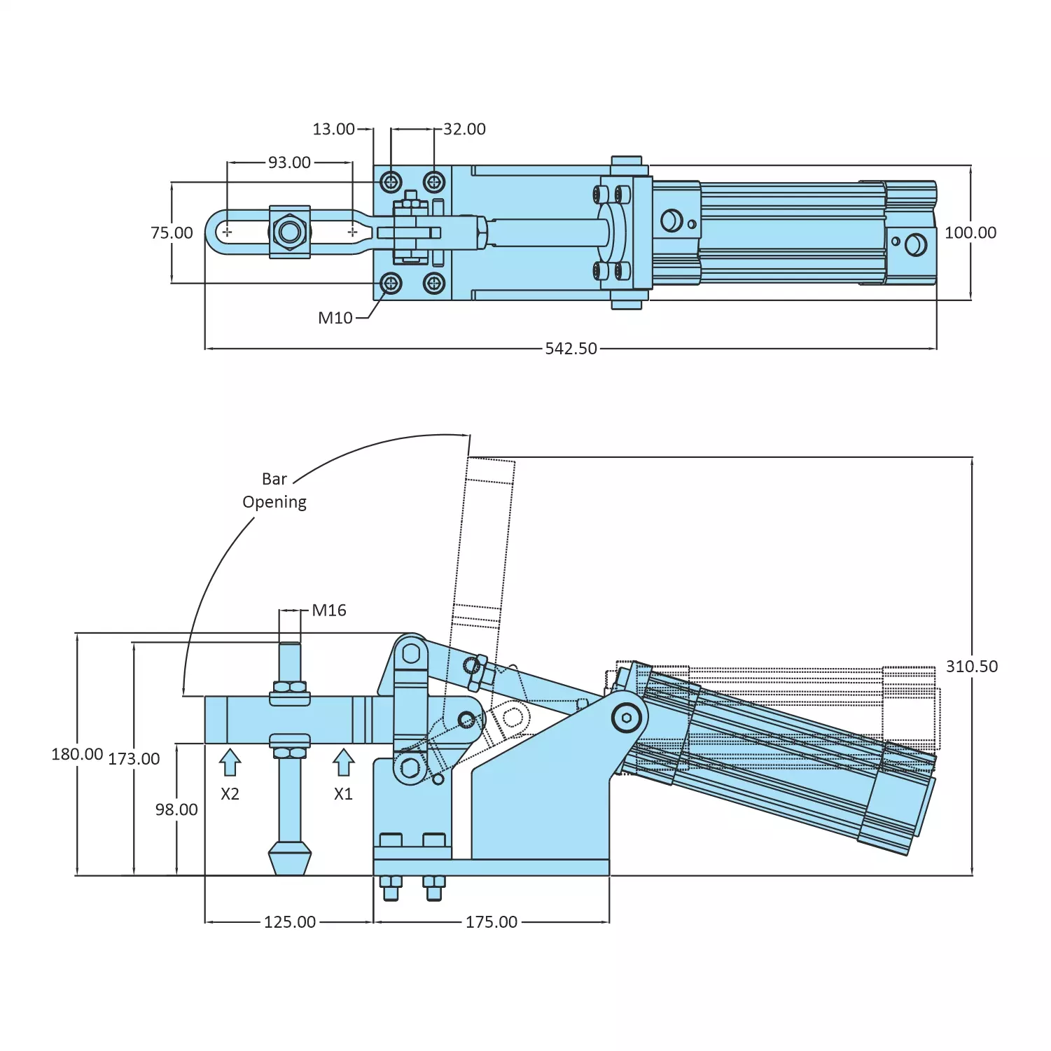 STEEL-SMITH Hold Down Action, AOT-98125-UB