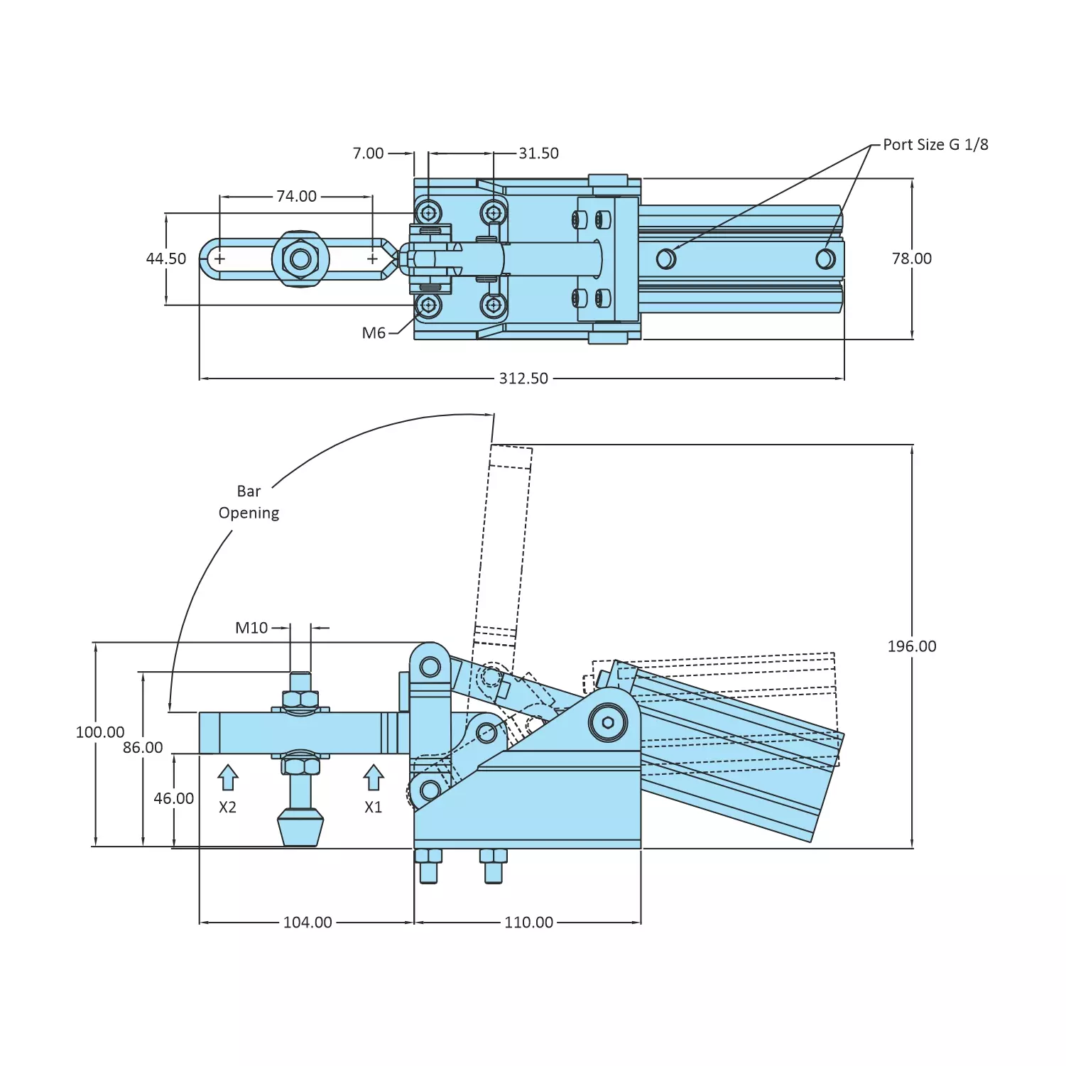 STEEL-SMITH Hold Down Action, AOT-4690-UB