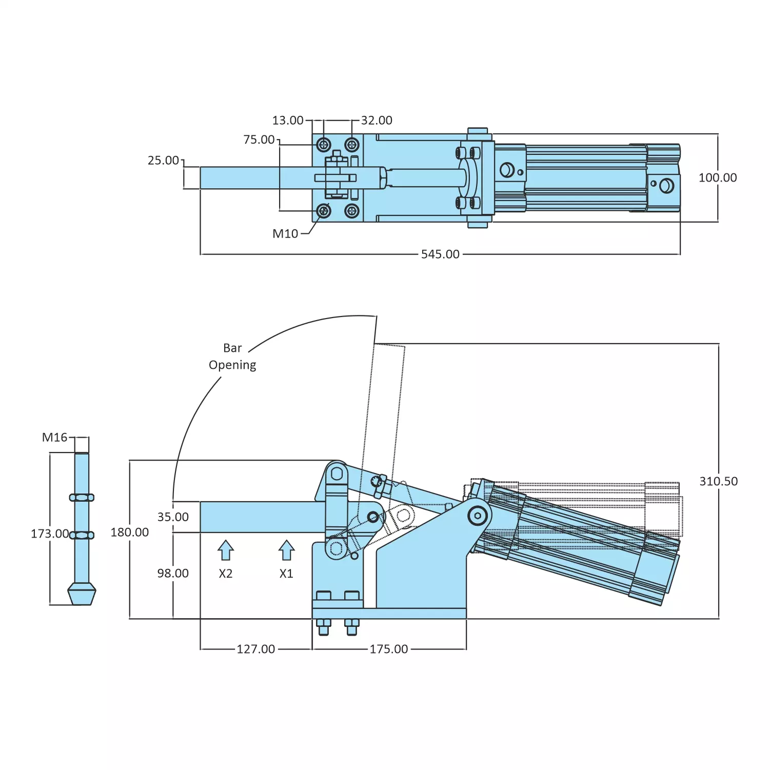STEEL-SMITH Hold Down Action, AOT-98125-SB