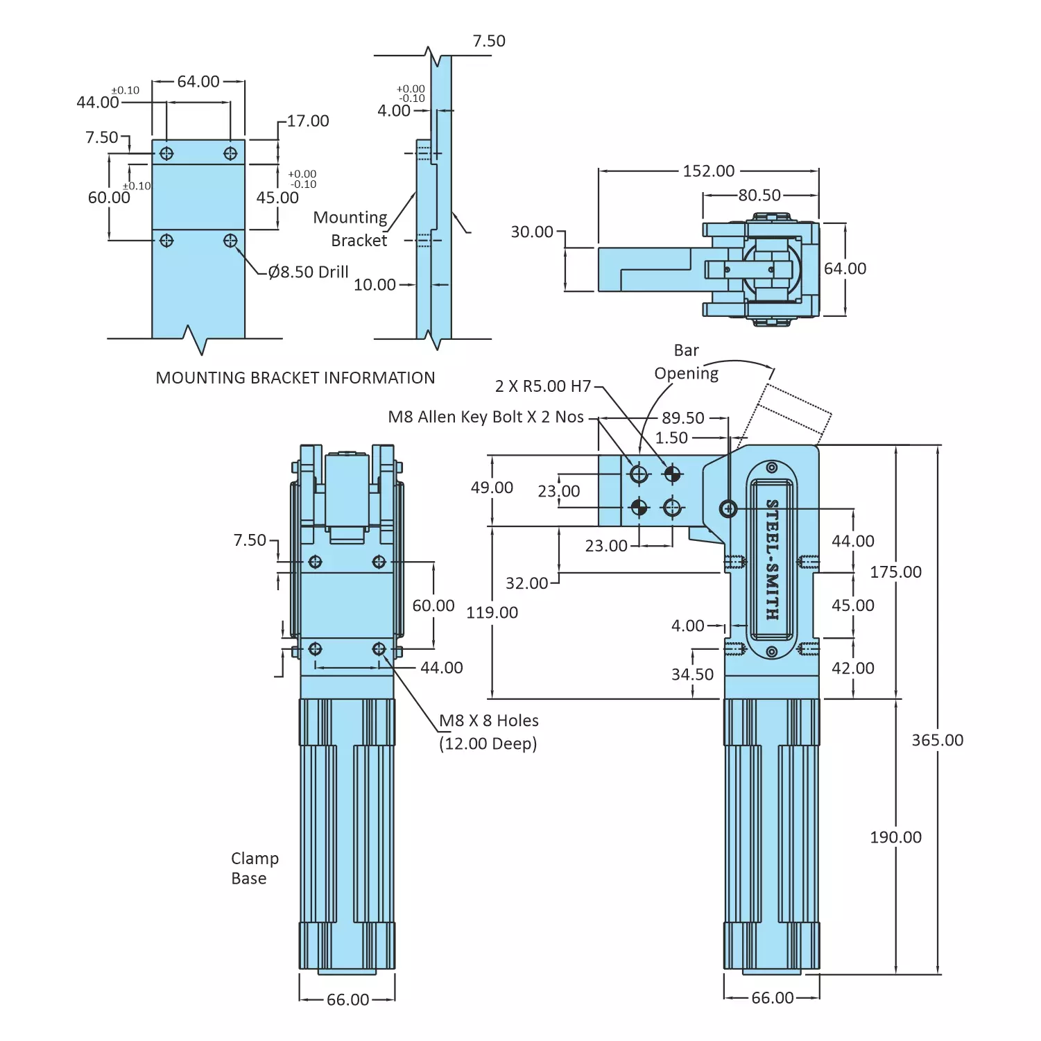 STEEL-SMITH Pneumatic Clamps, SSC-5065