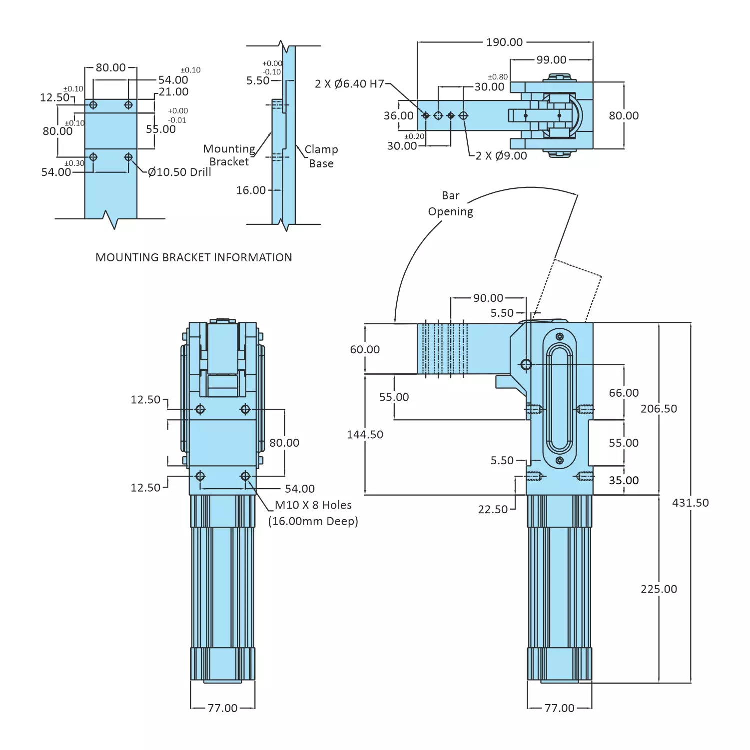 STEEL-SMITH Pneumatic Clamp with Solid Horizontal Arm, SSC-63100-HA