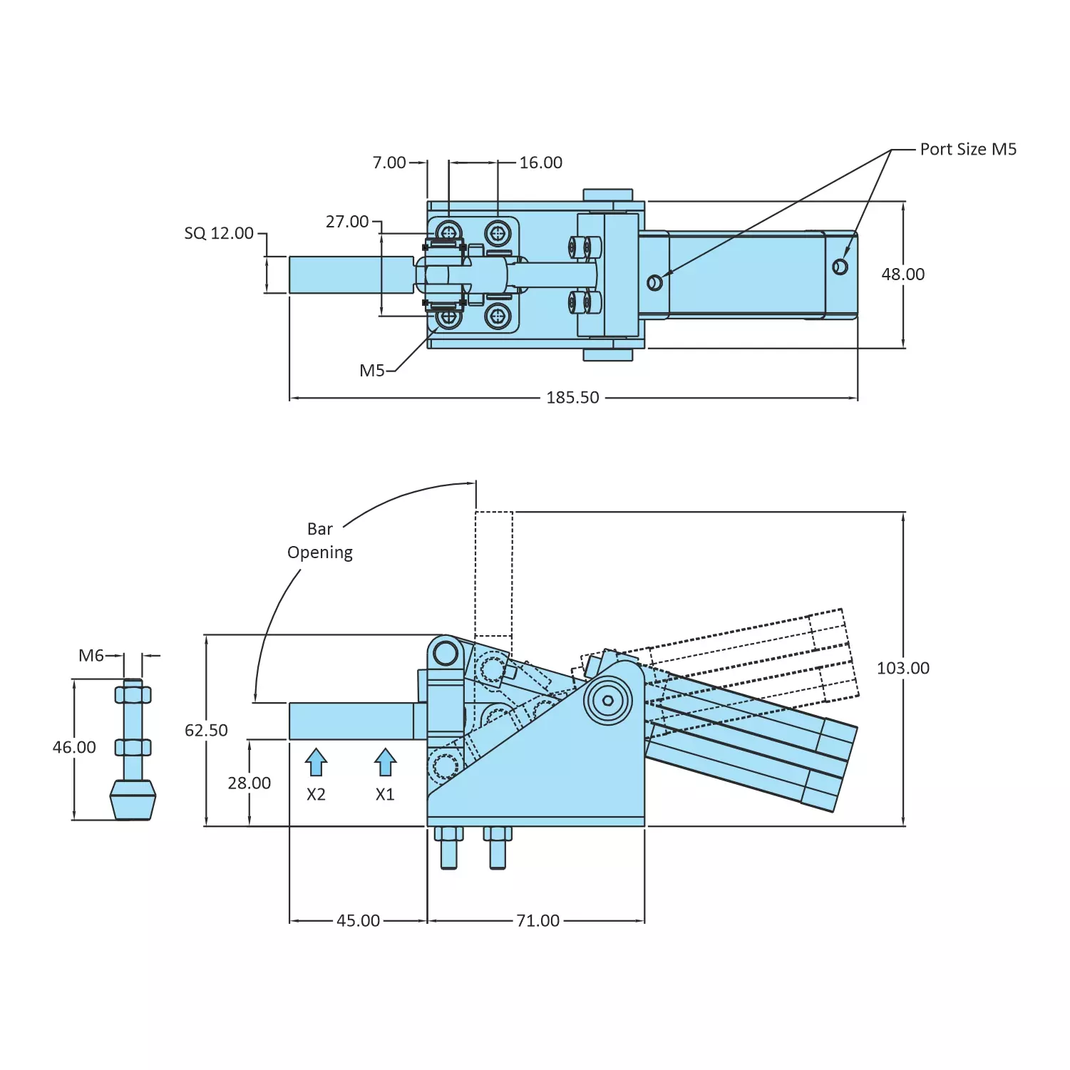 STEEL-SMITH Hold Down Action, AOT-2535-SB-FS