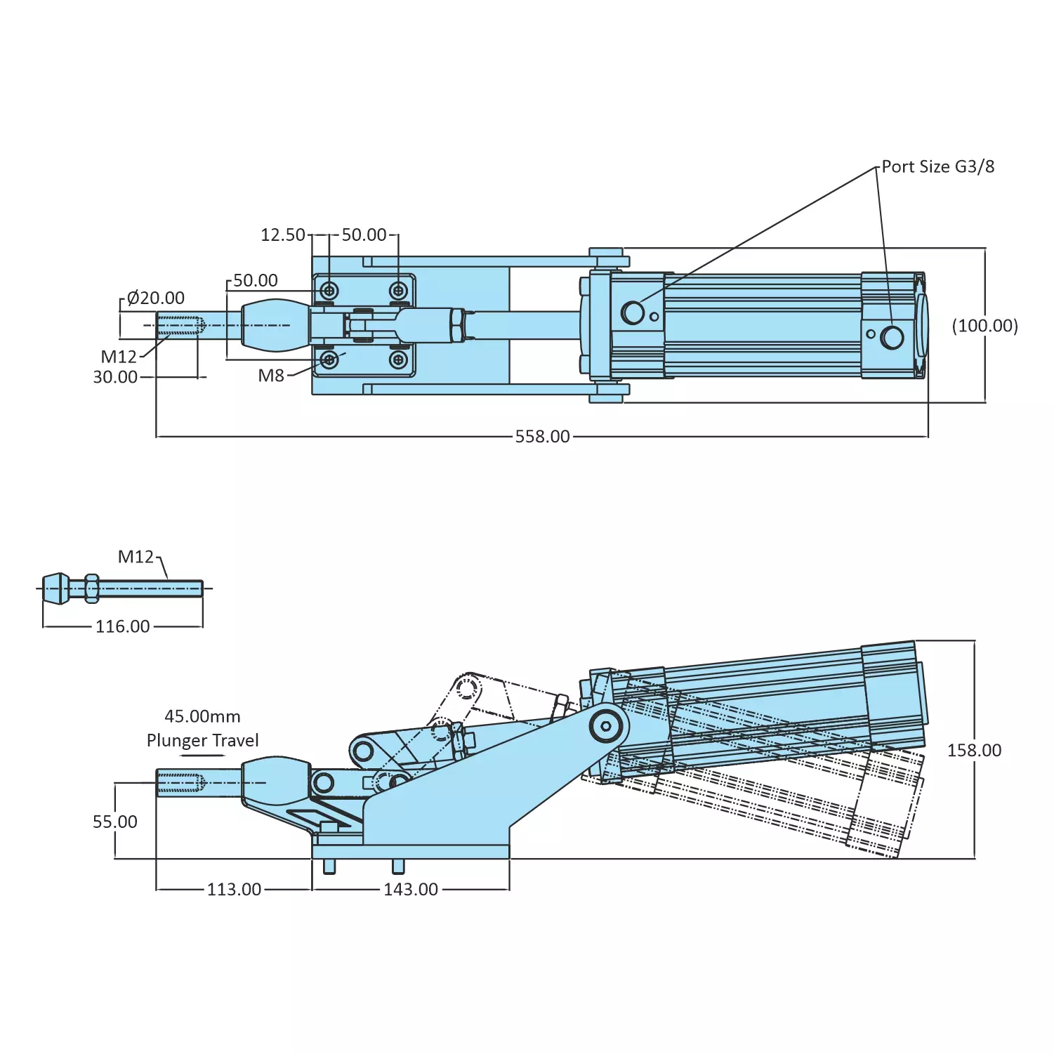 STEEL-SMITH Straight Line Action, AOT-5560-HTC